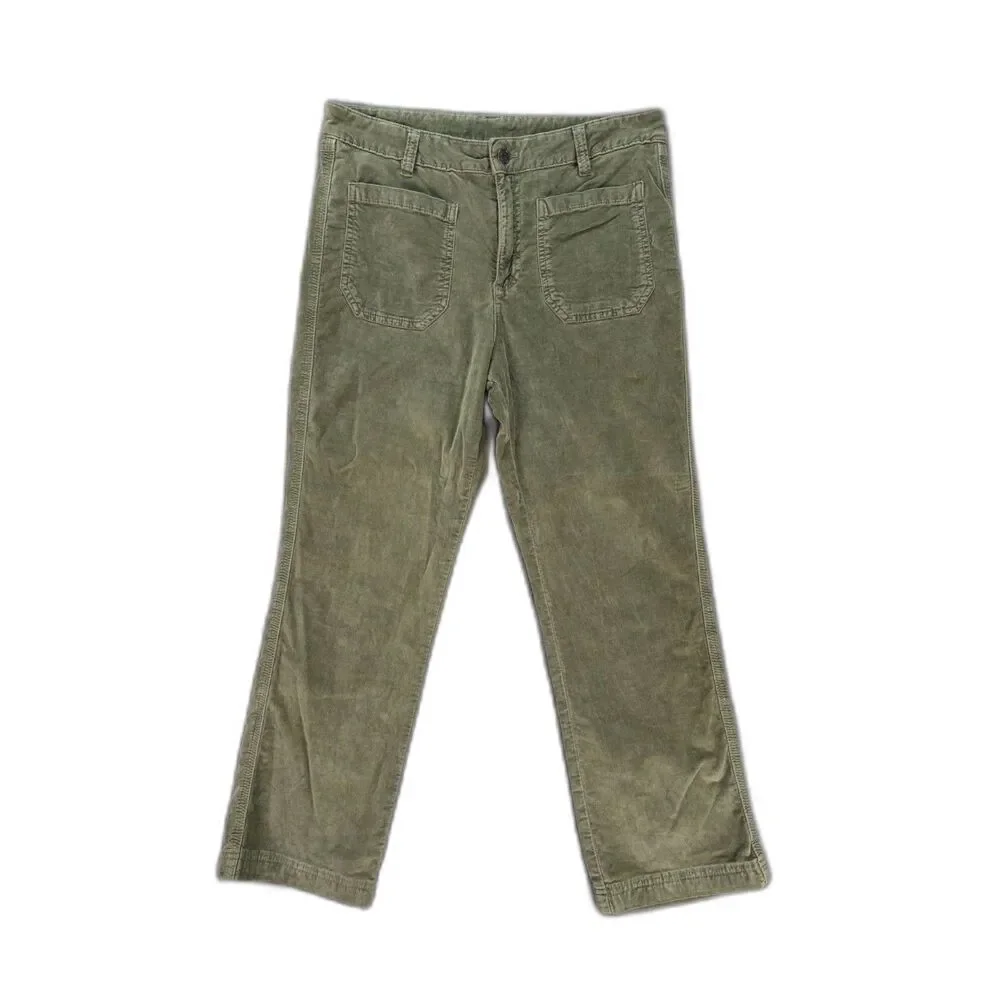 Free People High Time Velvet Flare Pants Womens Size 12 Green Stretch Boho